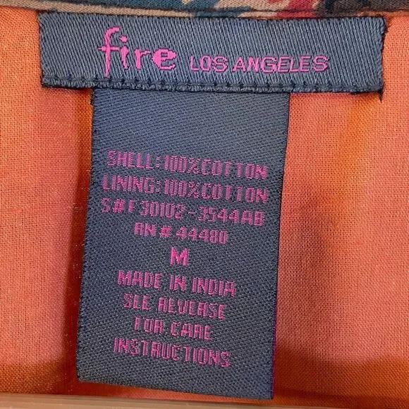 Fire Los Angeles Full Front Zip 100% Cotton Dress. Size Medium - Picture 11 of 11